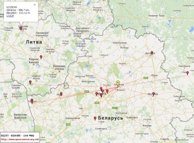 Карта связей EU2TT 07.07.2015